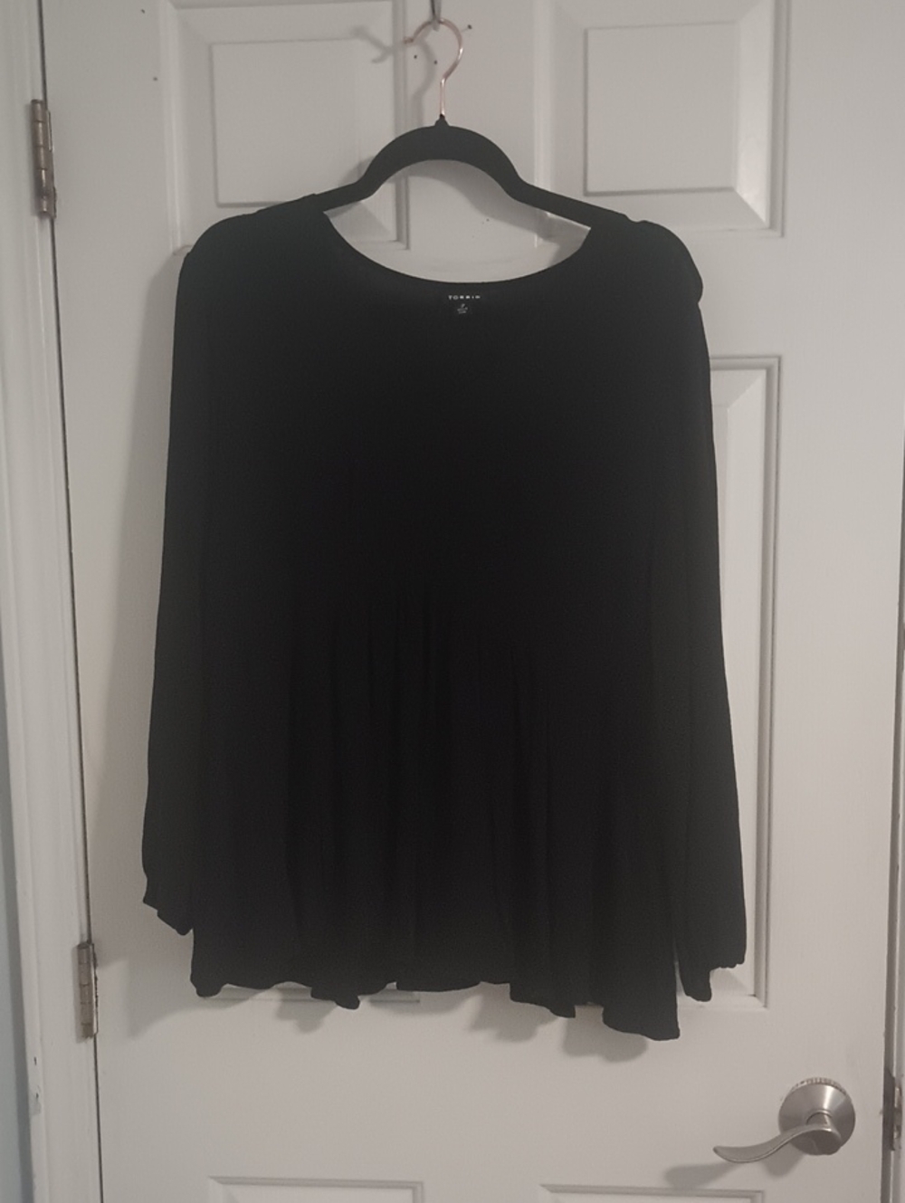 torrid Black Flowing Peplum Long-Sleeve Top